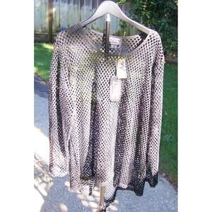 Tripp NYC Black Long Sleeve Net Tunic -4X-Goth- New w/ Tags